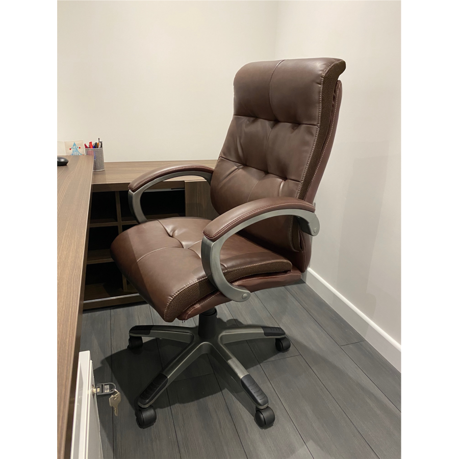 Calgary Brown Leather Faced Office Chair